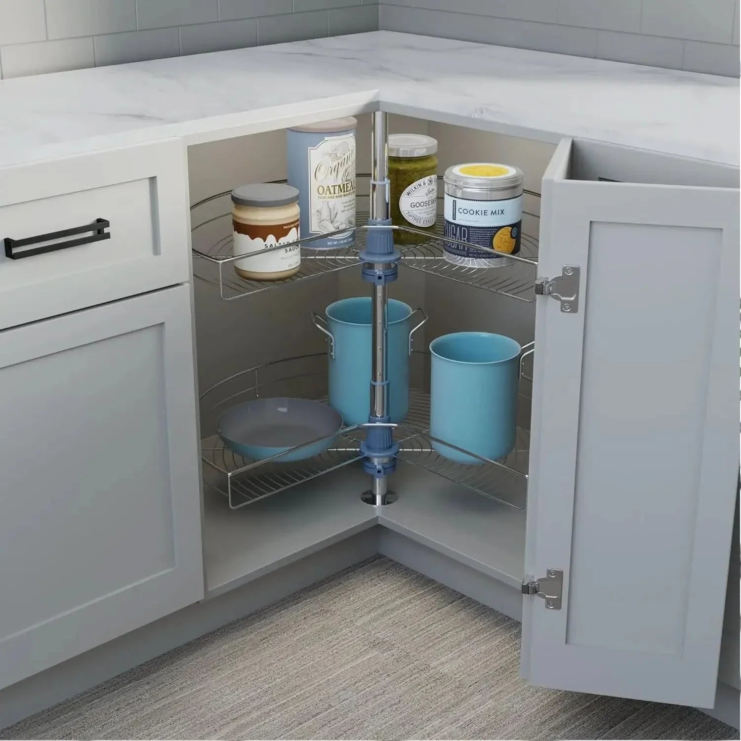 Corner Cabinet Organizer with Lazy Susan Design