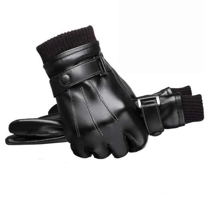 LuxeGuard - Stylish Leather Gloves with Cozy Lining for Cold Days