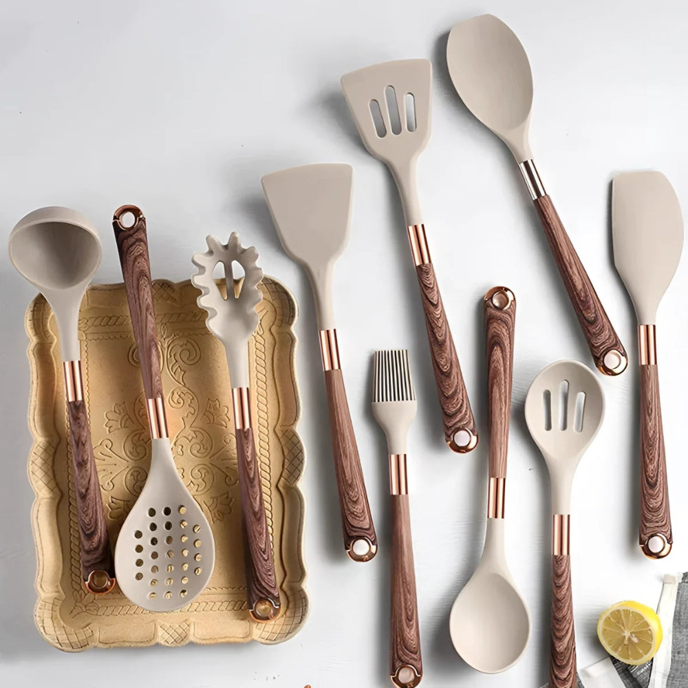Elevate Your Culinary Skills with 10-Piece Silicone Utensil Set