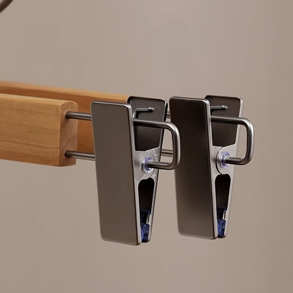 Elegant Wooden Hangers with Clips – 360° Rotating Hook for Effortless Clothing Storage