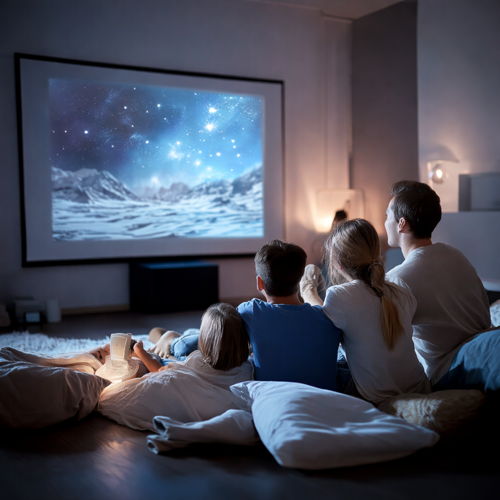 Compact 1080p HD Portable Projector with Built-In Audio