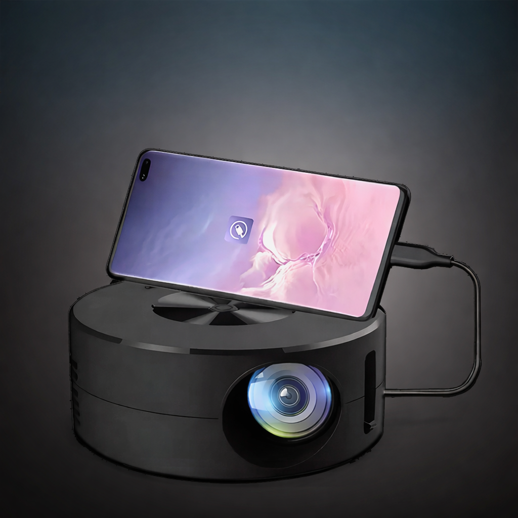 Compact 1080p HD Portable Projector with Built-In Audio