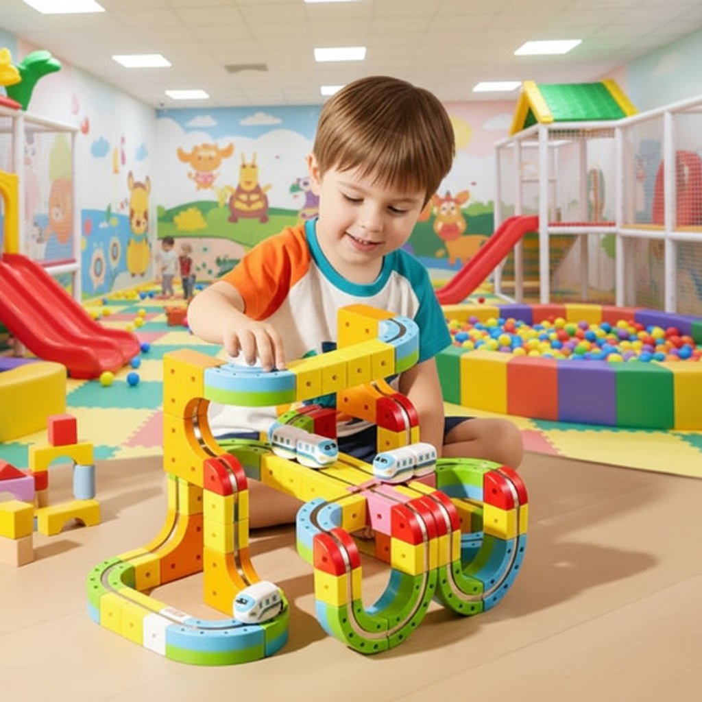Interactive 3D Train Construction Kit with Rechargeable Engine