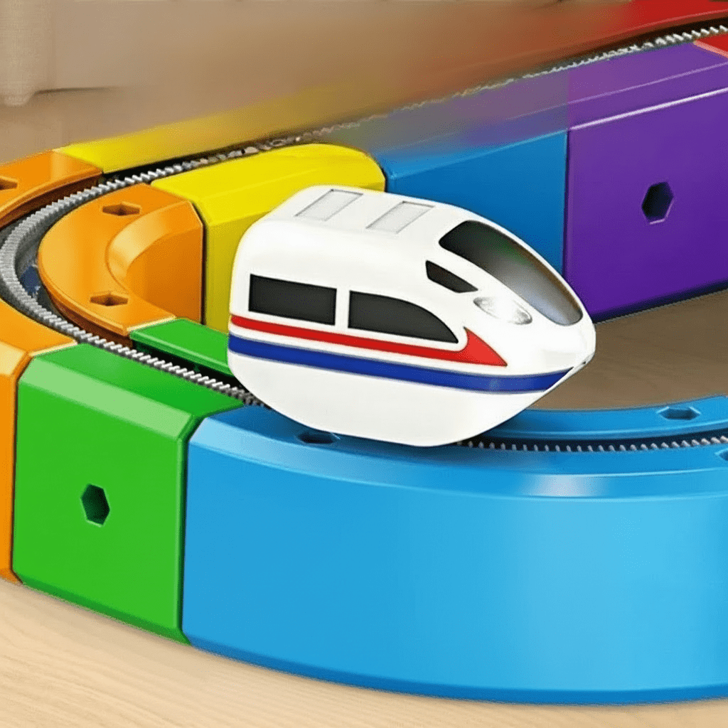 Interactive 3D Train Construction Kit with Rechargeable Engine