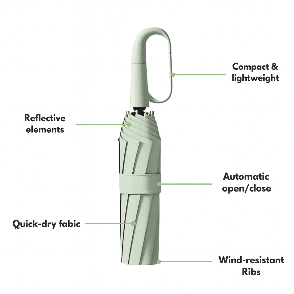 StormGuard – Compact Auto-Open Umbrella for All Weather