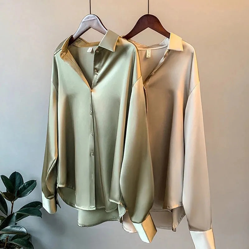 Women’s Satin Shirt in Pink