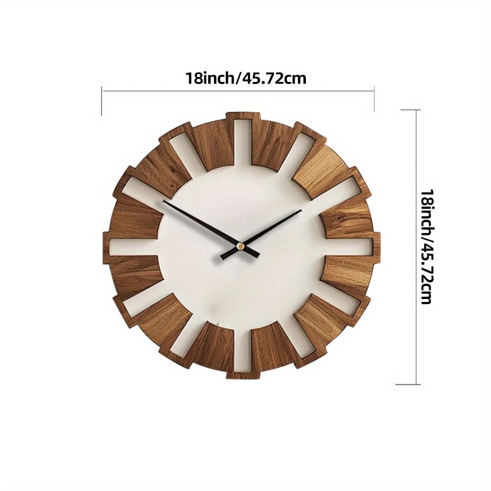 Classic Silent Movement Wooden Wall Clock in Rustic Design