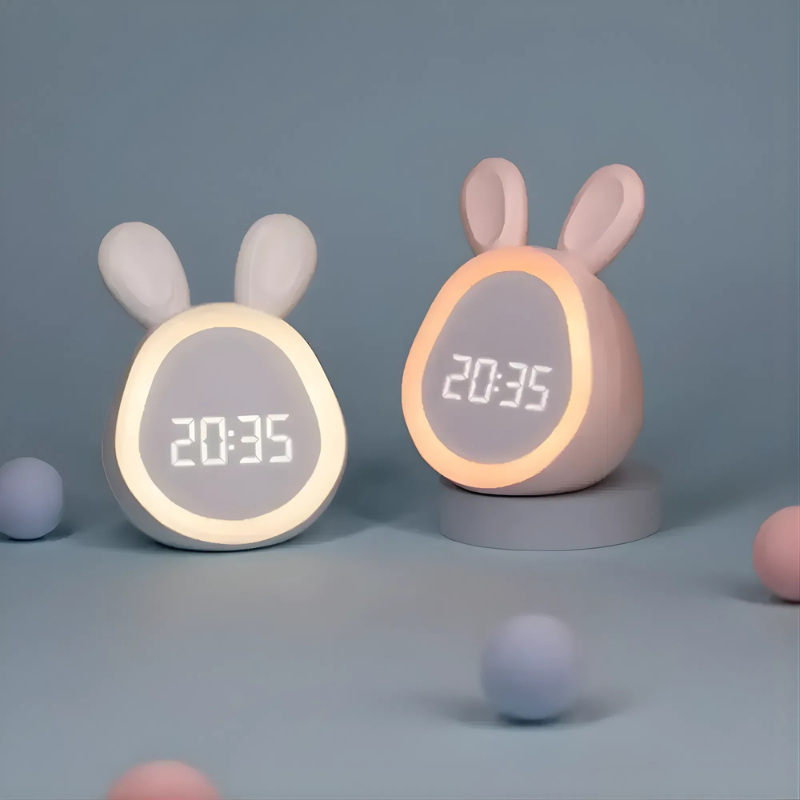 Charming LED Alarm Clock with Rechargeable Night Light