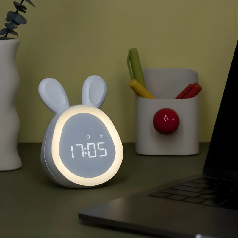 Charming LED Alarm Clock with Rechargeable Night Light