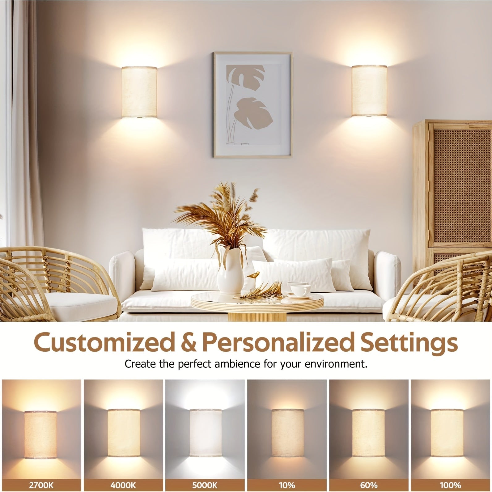 LuxeGlow Rechargeable LED Wall Lamps with Remote Control - 2 Pack