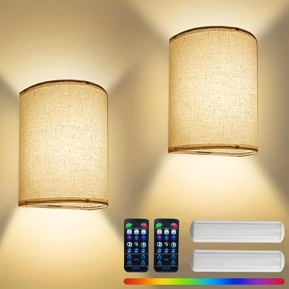 LuxeGlow Rechargeable LED Wall Lamps with Remote Control - 2 Pack