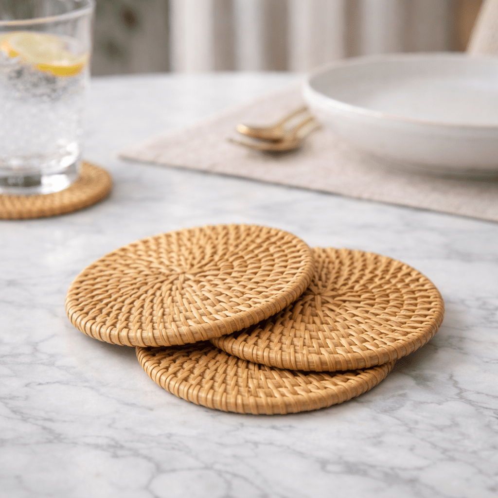 Elegant Rattan Drink Coasters for Heat Protection