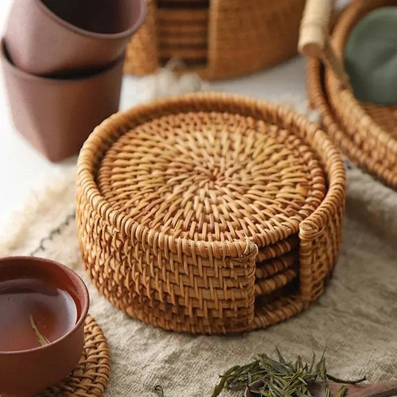 Elegant Rattan Drink Coasters for Heat Protection