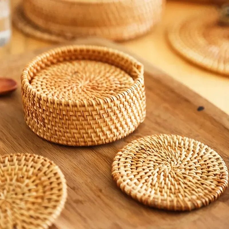 Elegant Rattan Drink Coasters for Heat Protection