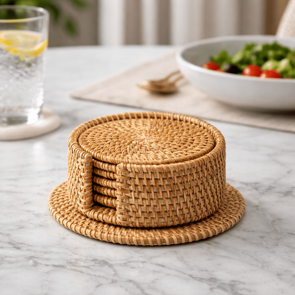 Elegant Rattan Drink Coasters for Heat Protection
