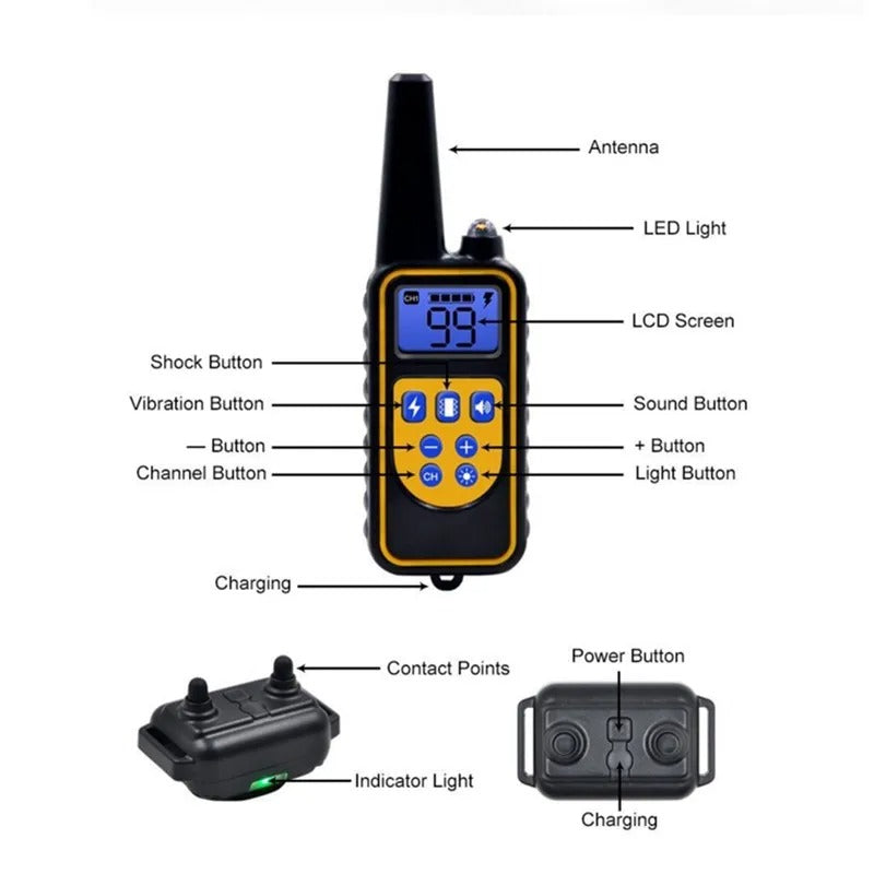 Waterproof Rechargeable Dog Training Collar with Remote Control