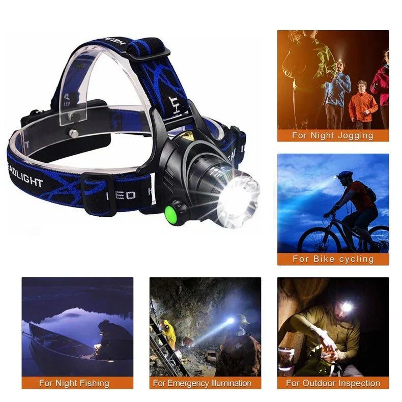 Versatile Waterproof Rechargeable Headlamp for Outdoor Use