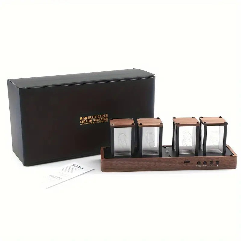 Elegant Walnut Wood LED Clock with Wi-Fi Sync