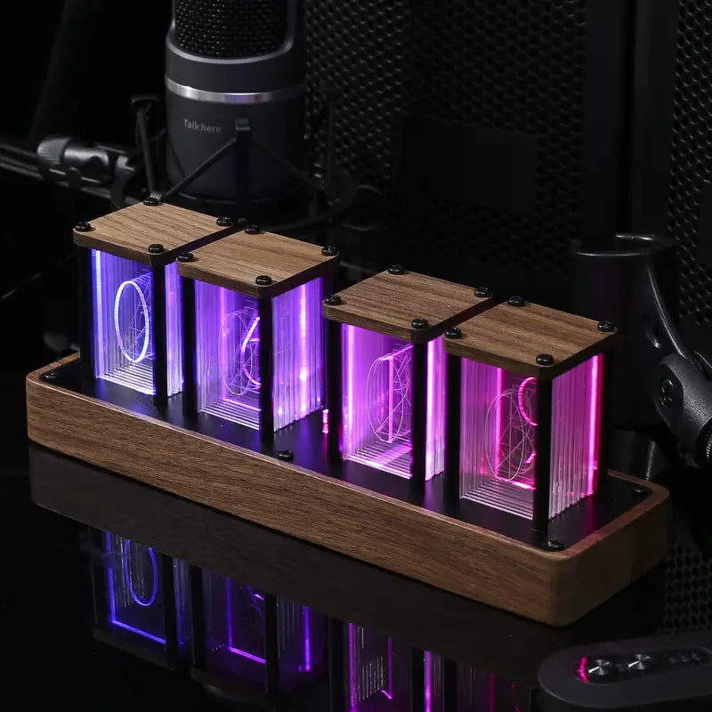 Elegant Walnut Wood LED Clock with Wi-Fi Sync