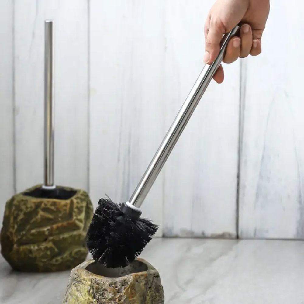 Elegant Toilet Cleaning Set with Ceramic Stand and Removable Brush