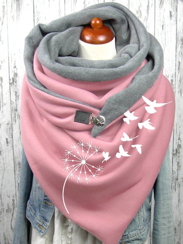 Women's Pink Dandelion Seagull Print Scarf