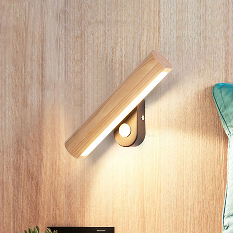 Adjustable LED Wall Lamp with Wood Finish - Dual Color Options