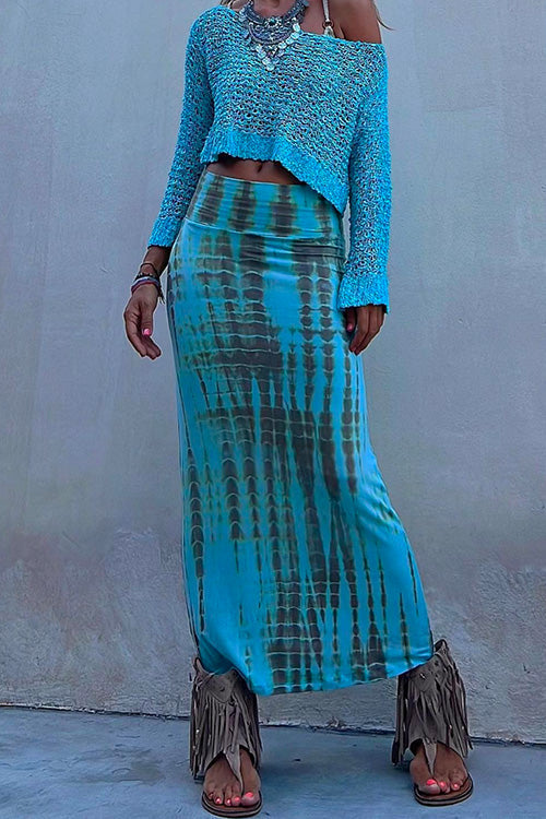 High-Waisted Tie-Dye Skirt
