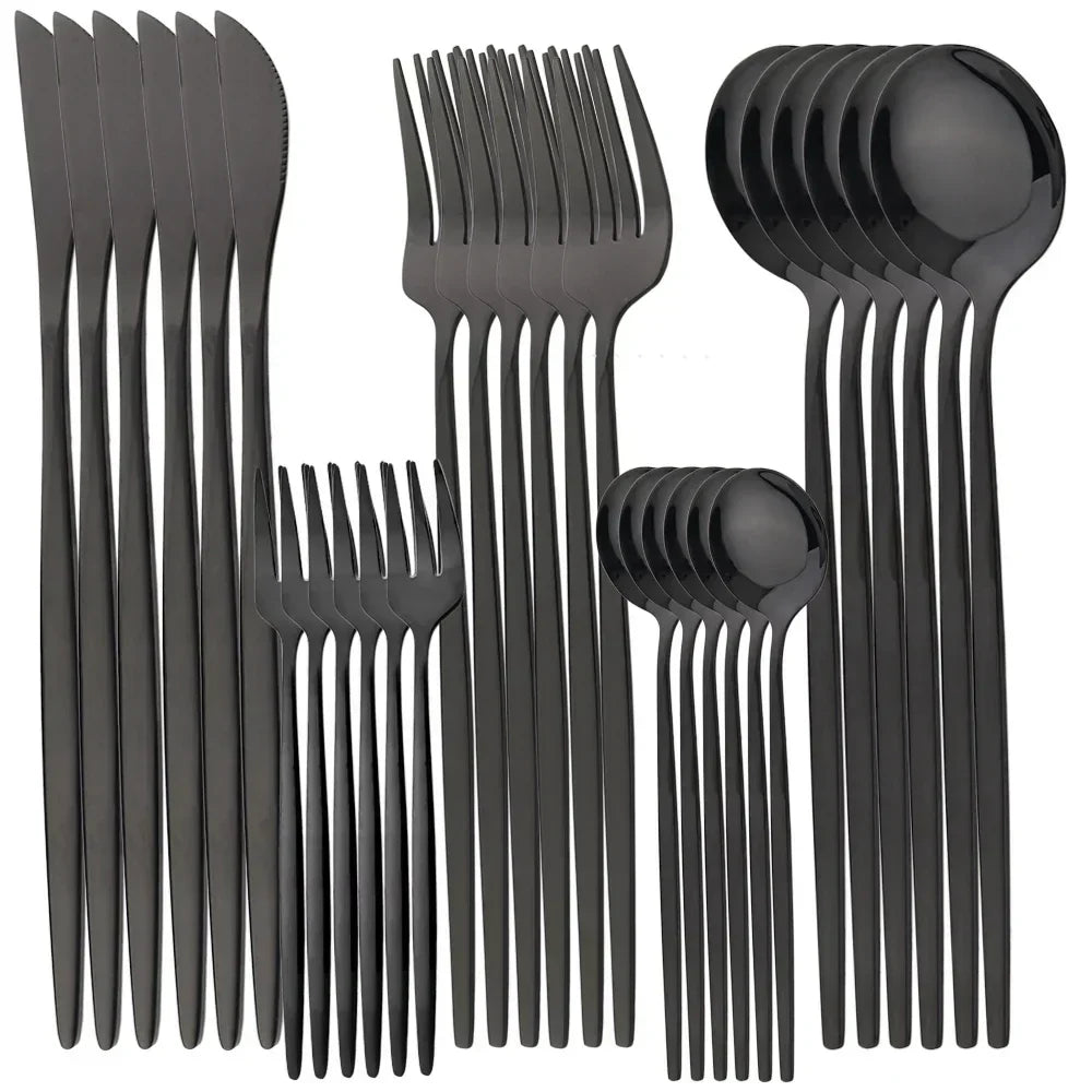 Gilded Elegance Stainless Steel Flatware Set