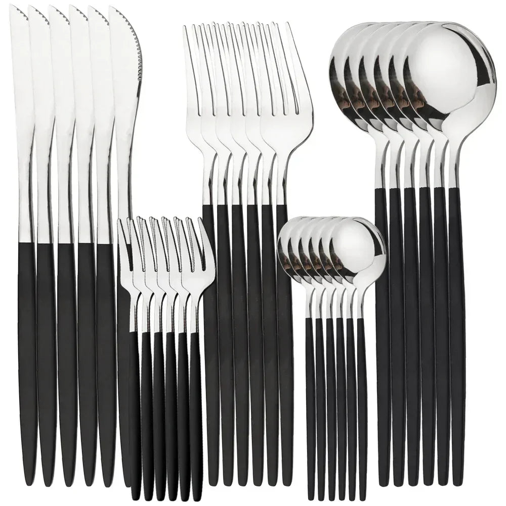 Gilded Elegance Stainless Steel Flatware Set