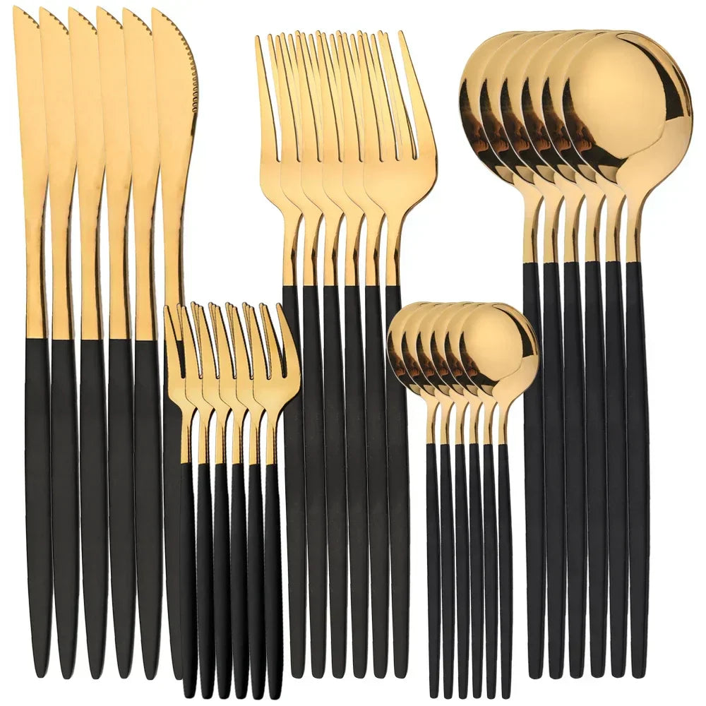 Gilded Elegance Stainless Steel Flatware Set