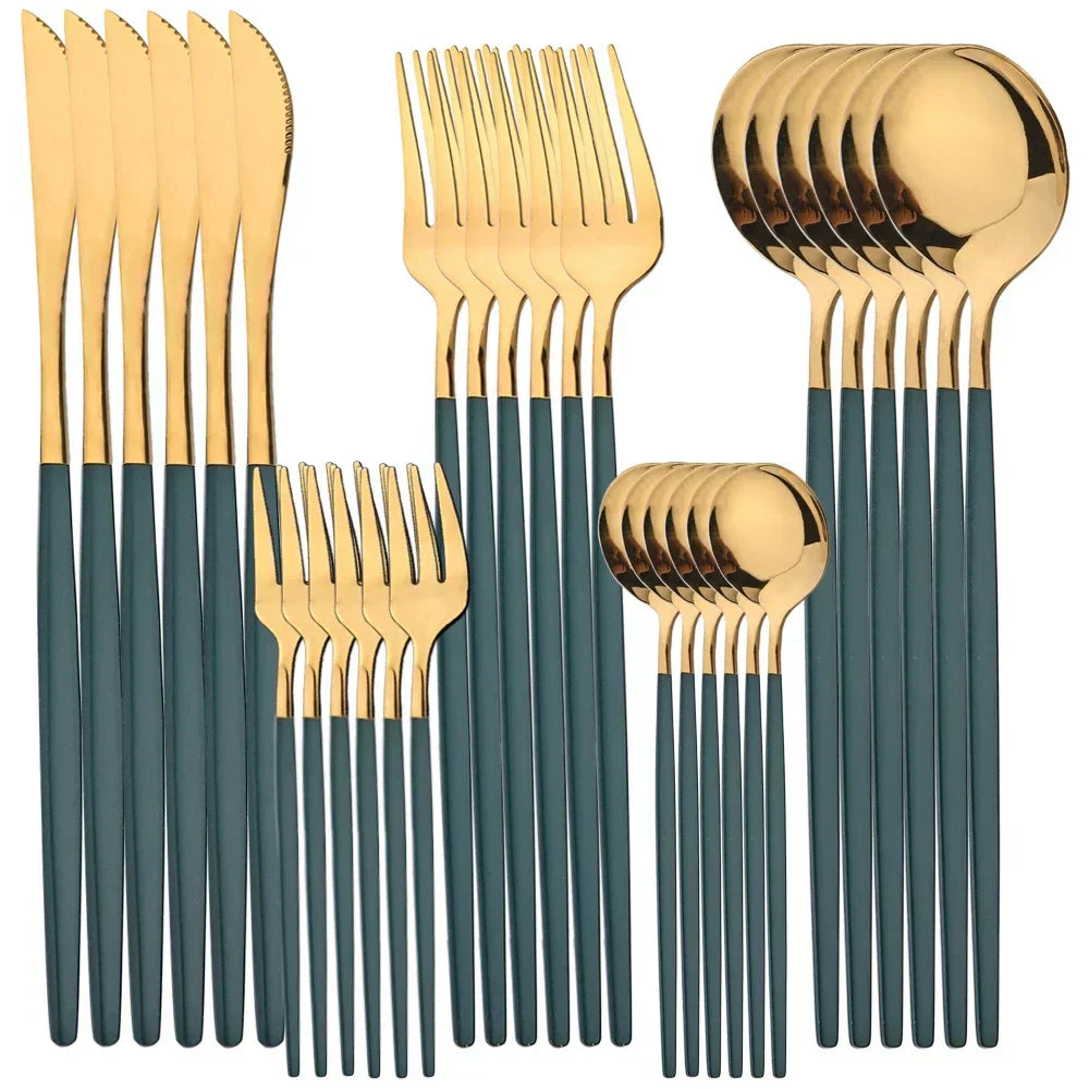 Gilded Elegance Stainless Steel Flatware Set