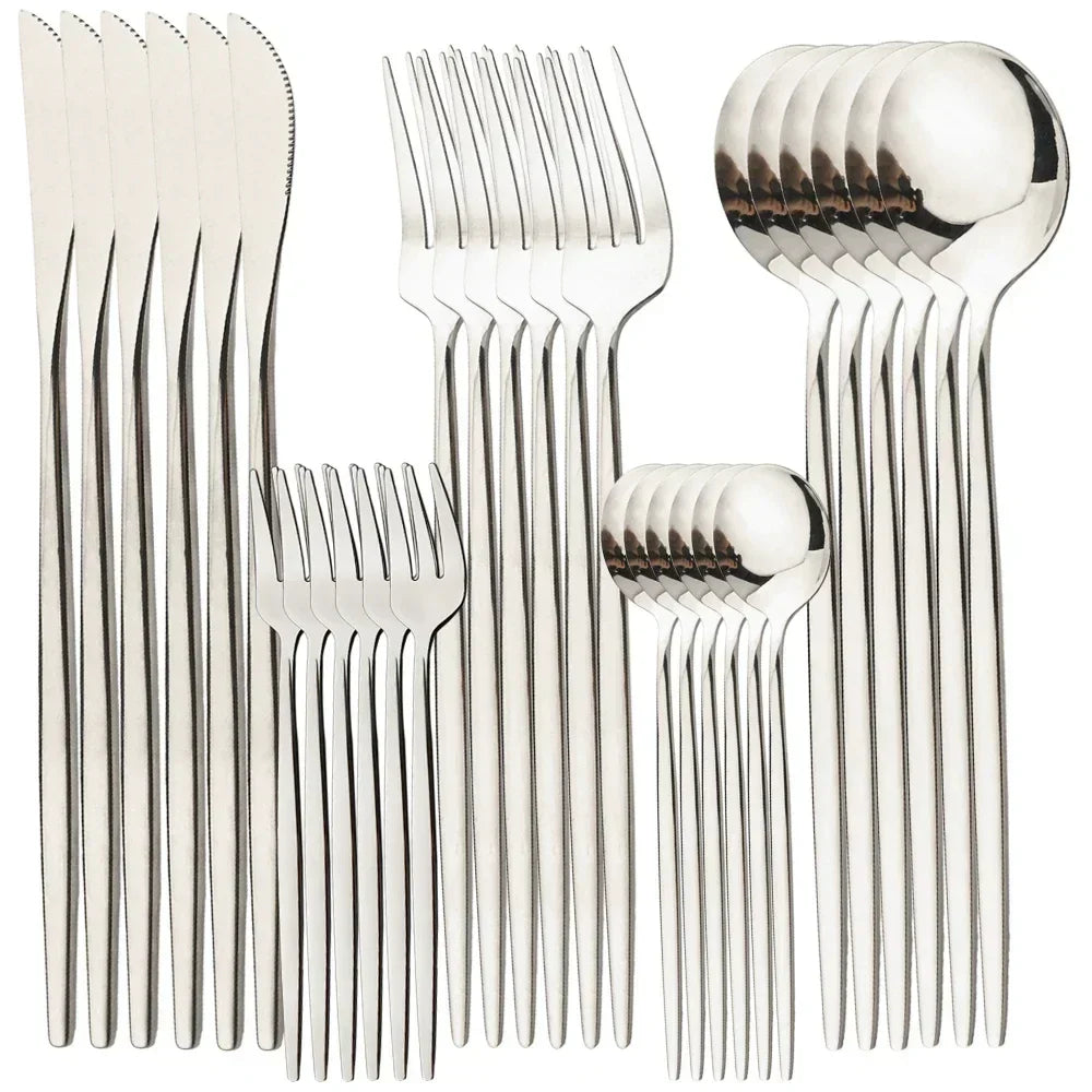 Gilded Elegance Stainless Steel Flatware Set