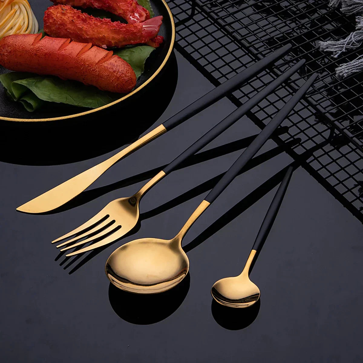 Gilded Elegance Stainless Steel Flatware Set