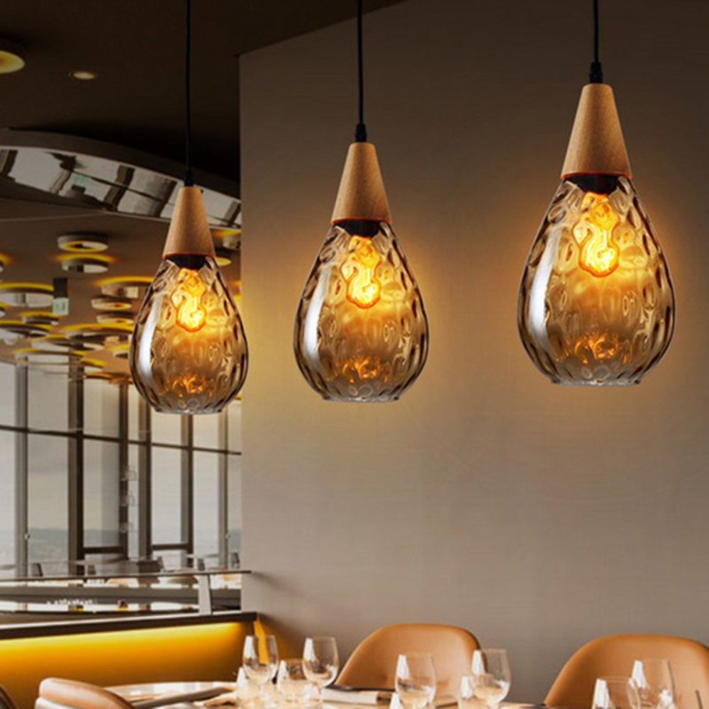LUMINOUS - Vintage Glass Teardrop Pendant Light for Cozy Spaces