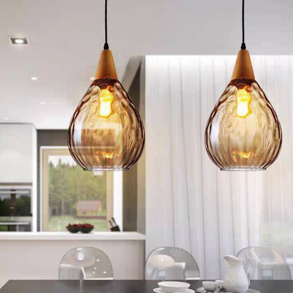LUMINOUS - Vintage Glass Teardrop Pendant Light for Cozy Spaces