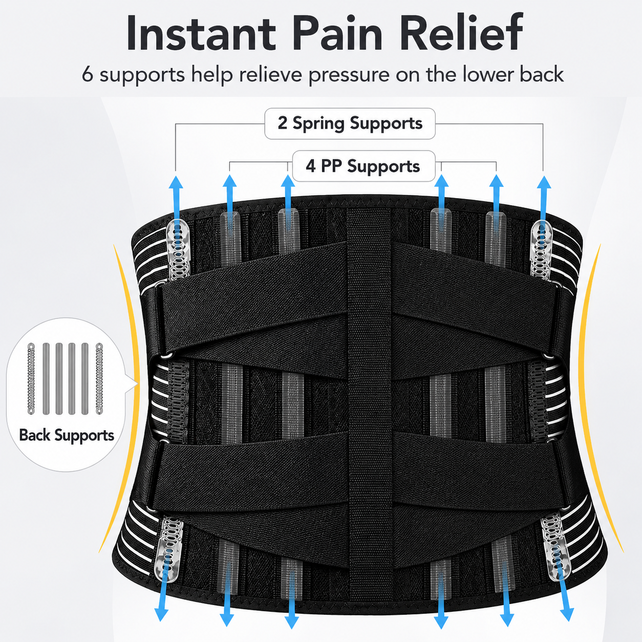 Lumbar Support Belt | Adjustable Back Brace with Memory Aluminum and Steel System