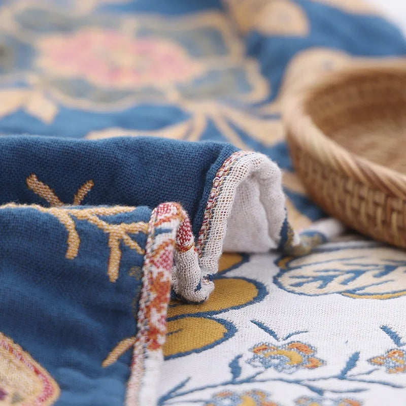 Nature's Embrace – Dual-Sided Cotton Floral Throw Blanket