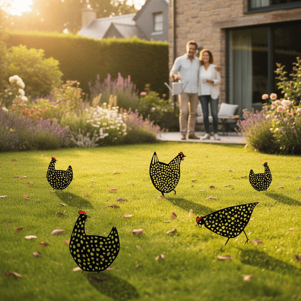 Rustic Metal Chicken Figurine for Charming Garden Décor