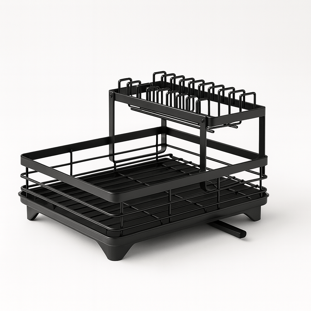 Versatile Dish Drying Rack with Smart Water Drainage - Spacious Steel Design