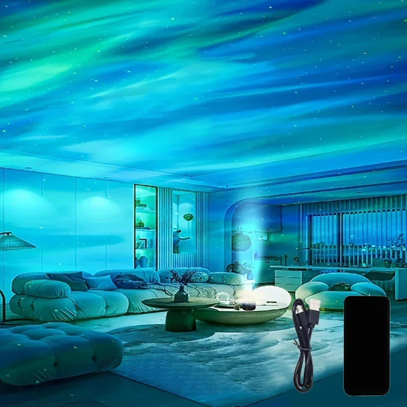 Aurora Glow Projector | Sync with Music & Remote Control | Mood Lighting | USB Rechargeable | 7.8×7.8×8.7 cm