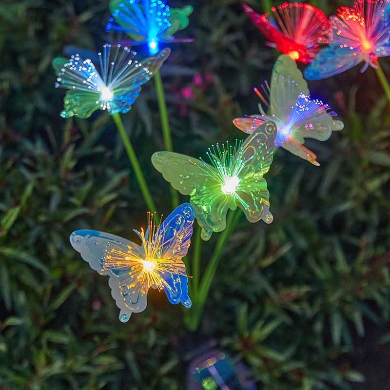 Solar Garden Lights with Fiber Optic Butterfly Design
