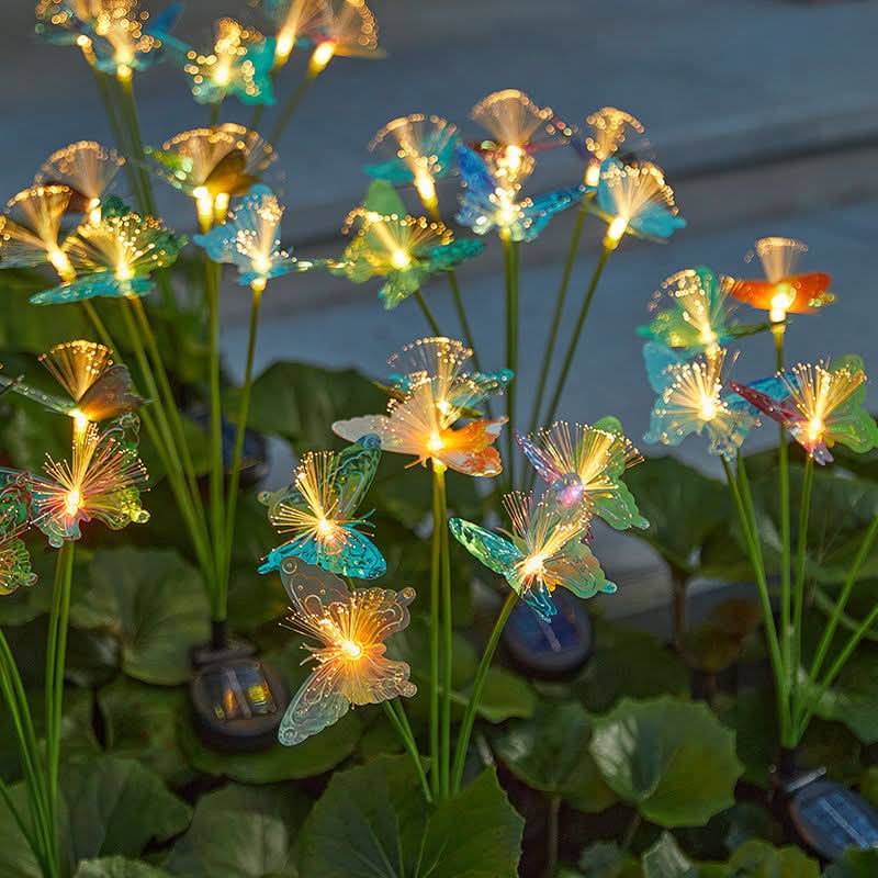 Solar Garden Lights with Fiber Optic Butterfly Design