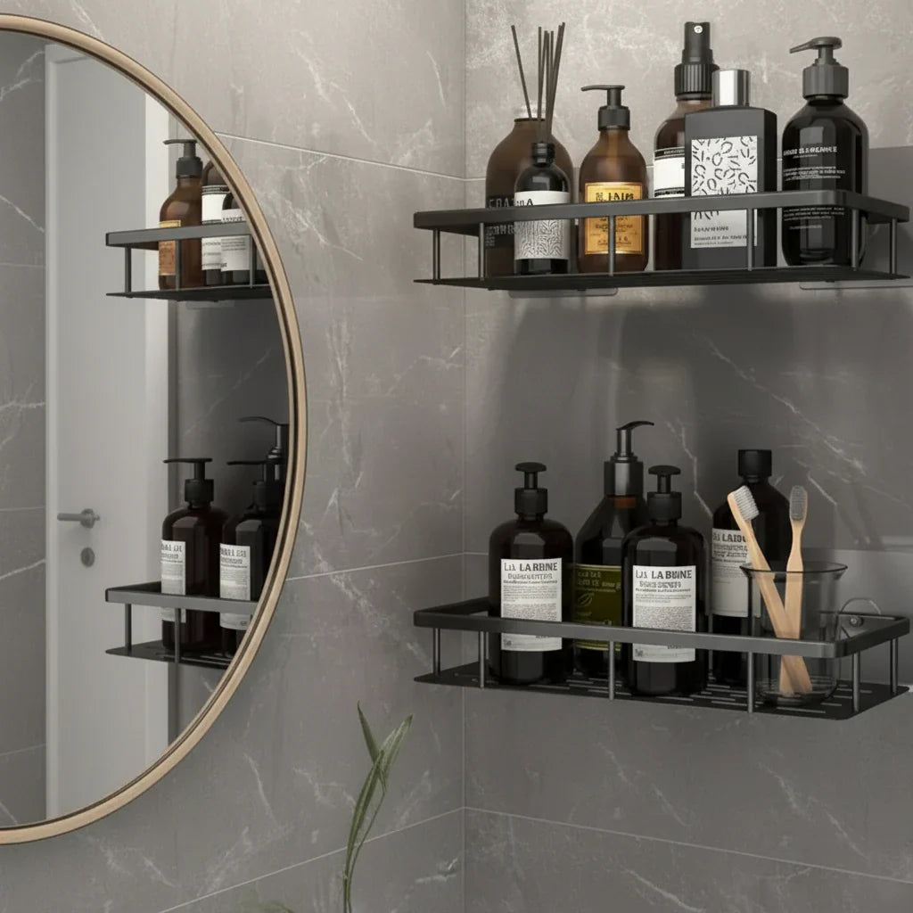 Elegant Adhesive Shelf for Effortless Bathroom Organization