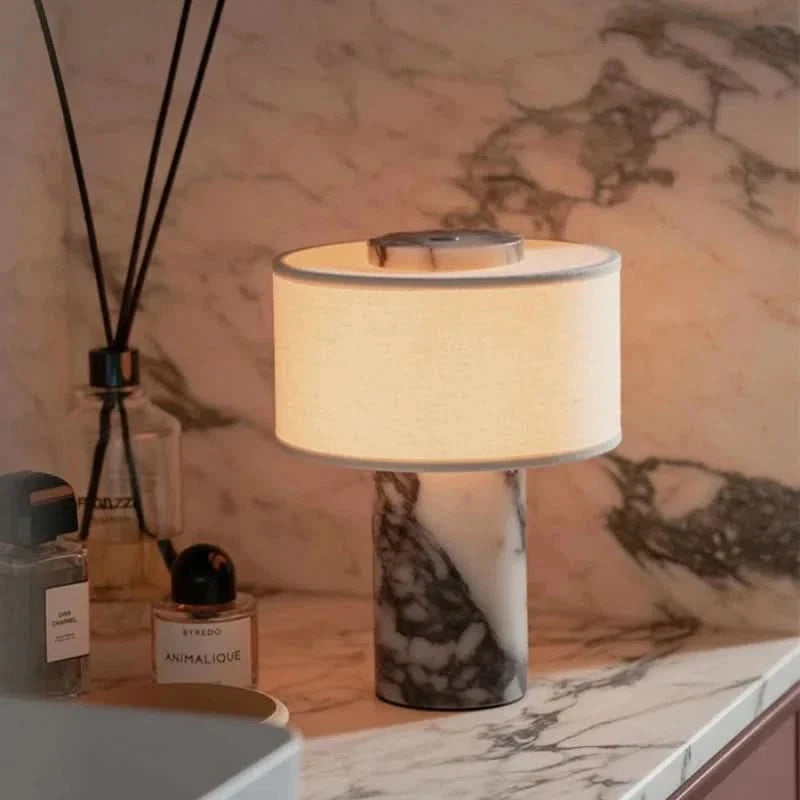 Dimmable Table Lamp with Natural Marble Finish