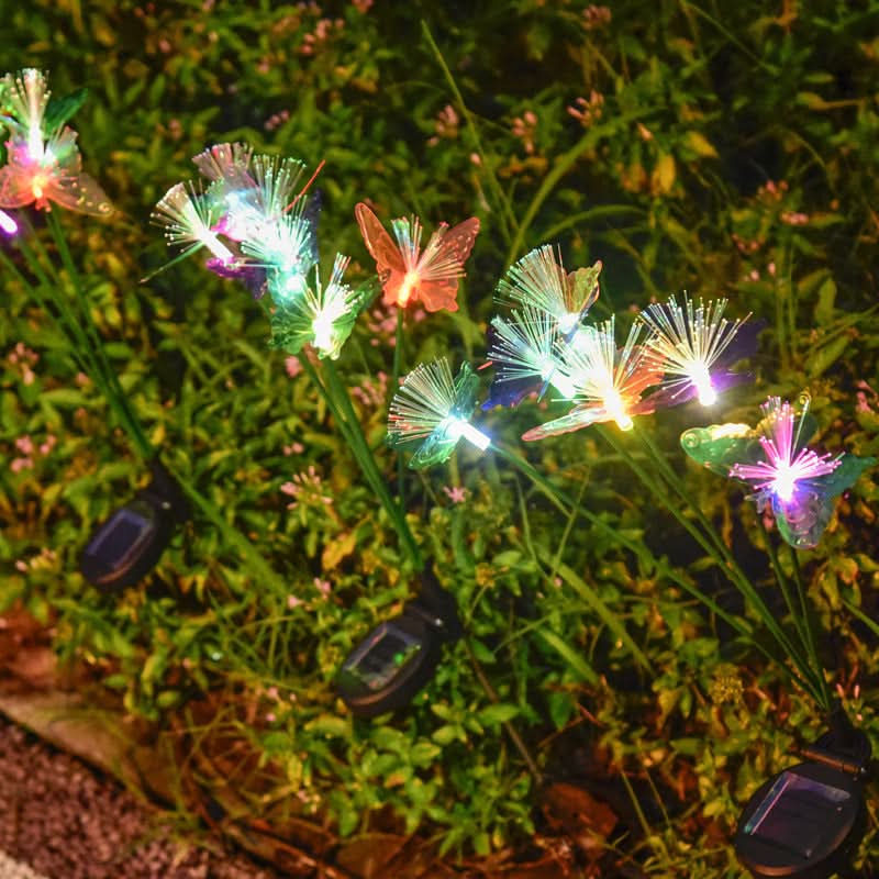 Solar Garden Lights with Fiber Optic Butterfly Design