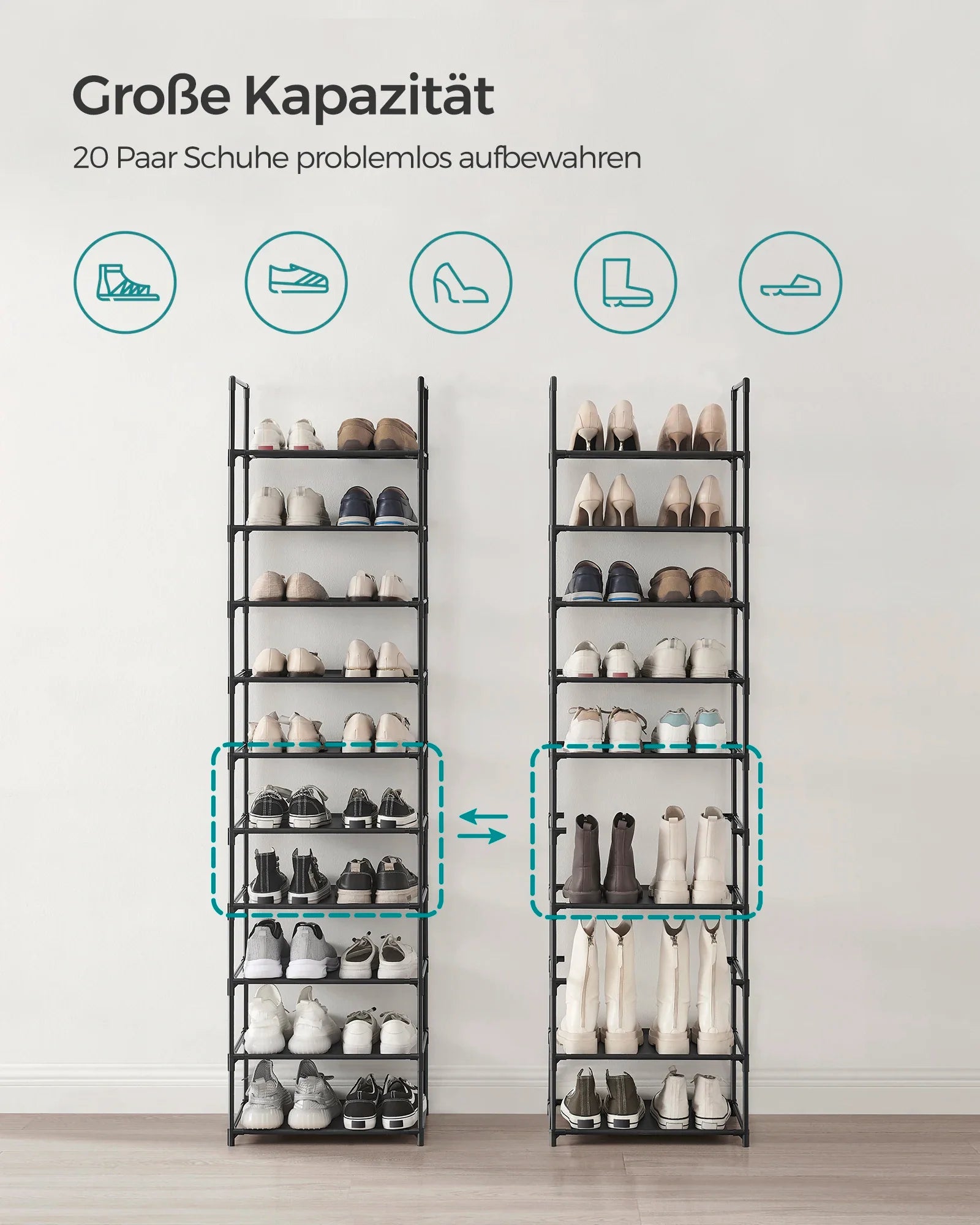 Slim Metal Shoe Rack | Space-Saving Storage Solution