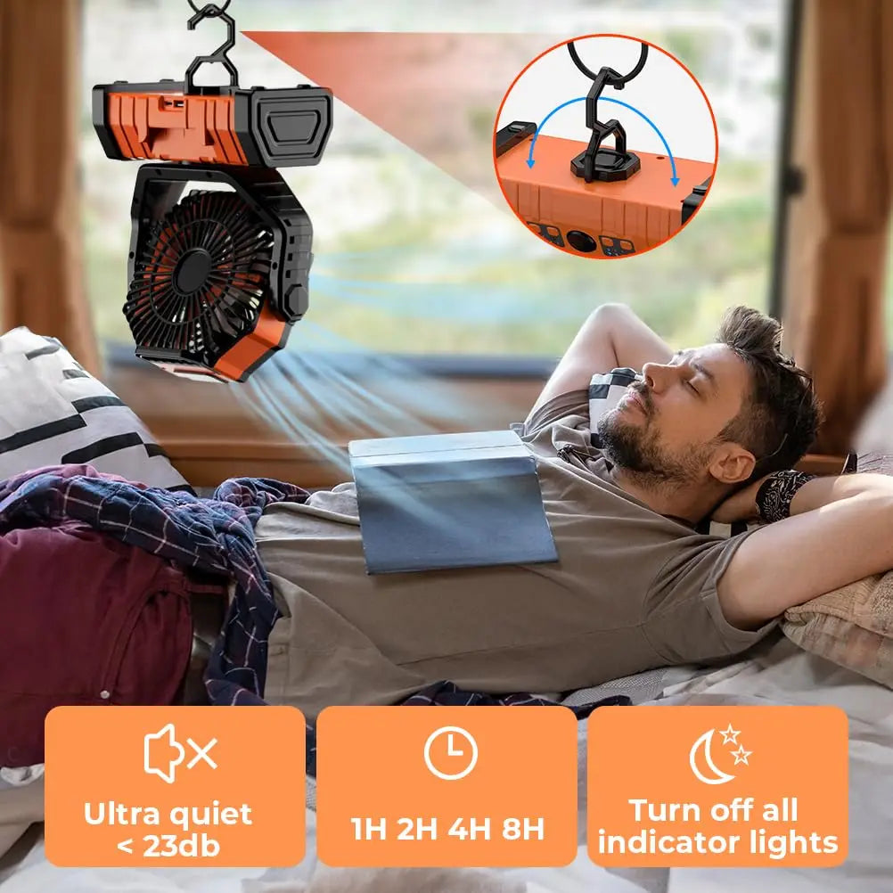 Versatile 20000mAh Camping Fan with Light & Power Bank
