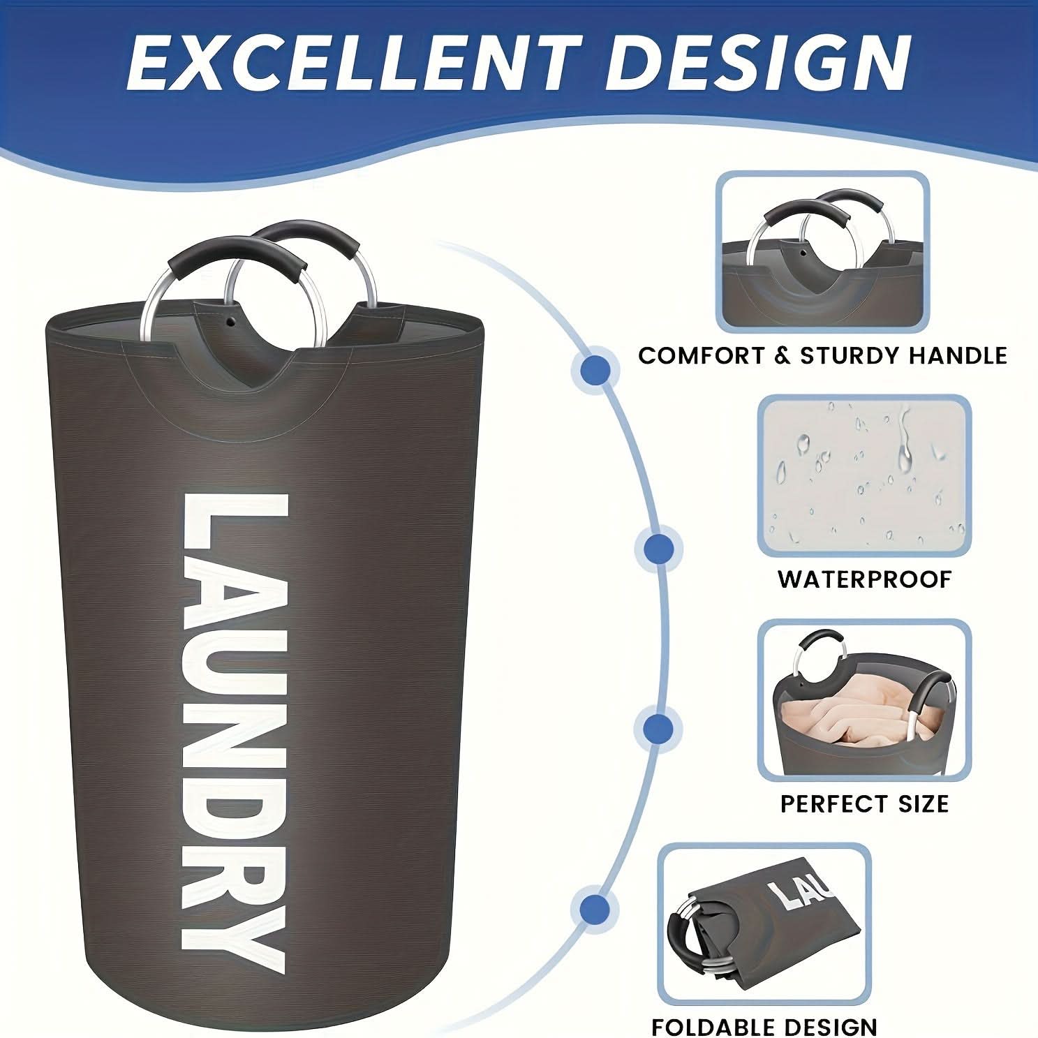 Waterproof Laundry Basket with Comfortable Carry Handle