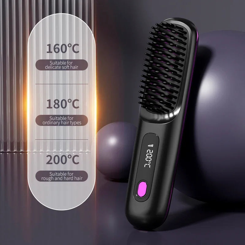 Portable Cordless Hair Smoother | USB Rechargeable & LCD Control