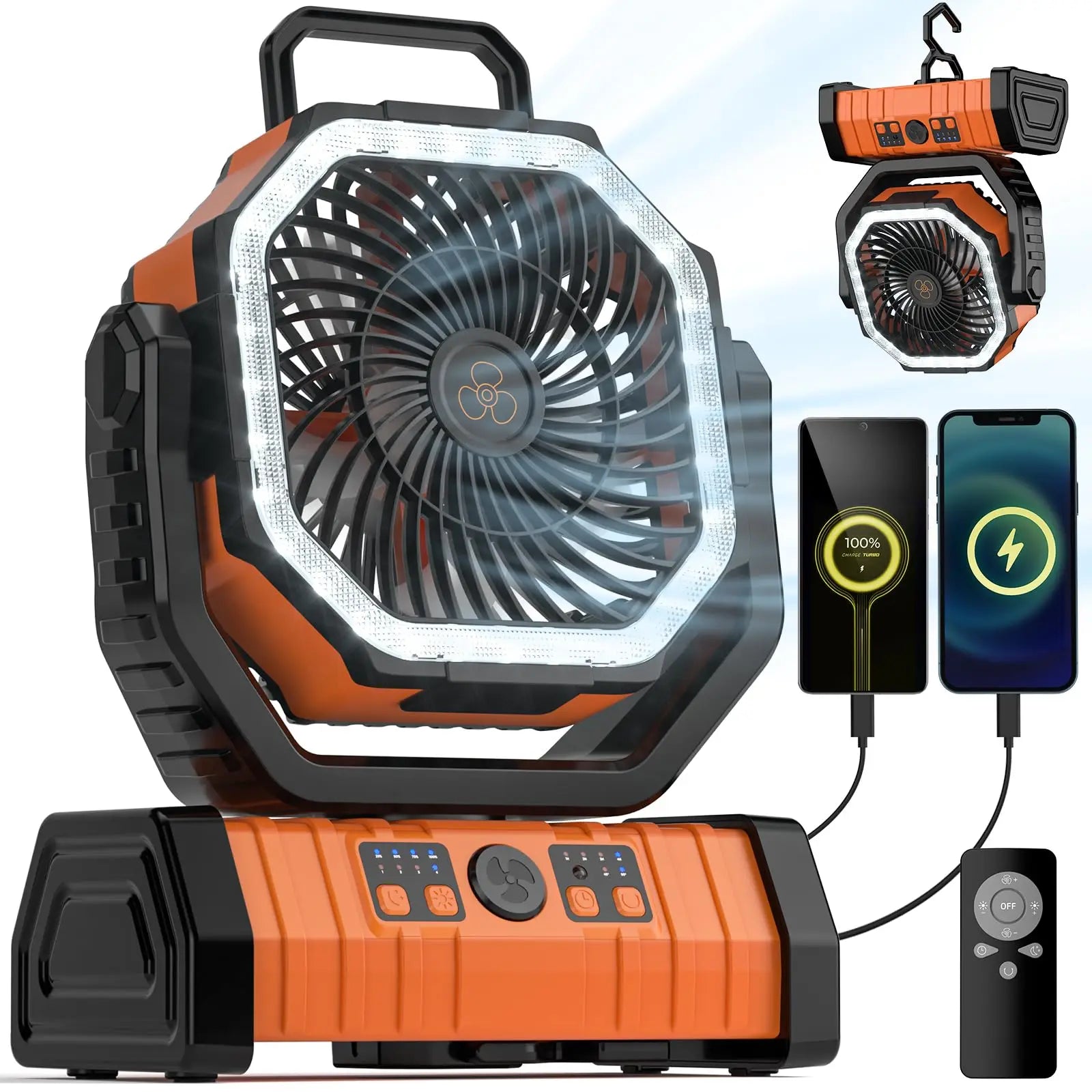 Versatile 20000mAh Camping Fan with Light & Power Bank